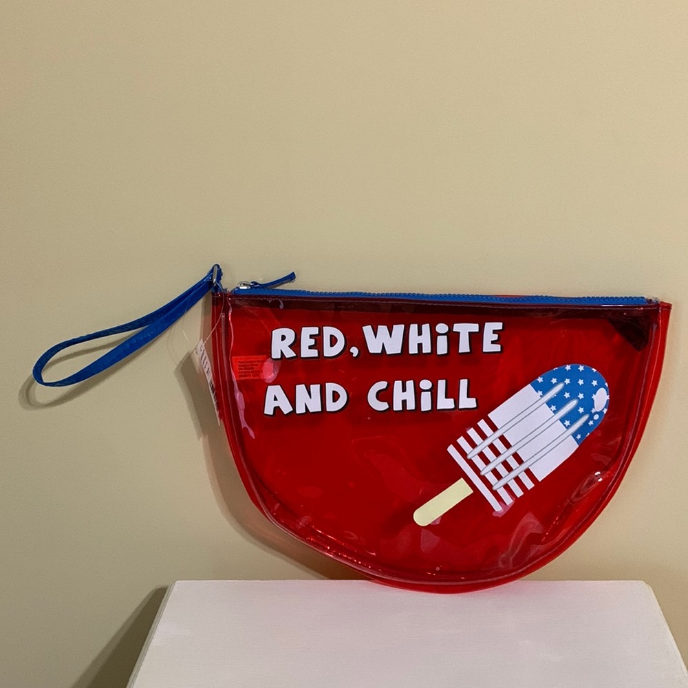 👙Swim Beach Clear Pouch…Red, White And Chill👙